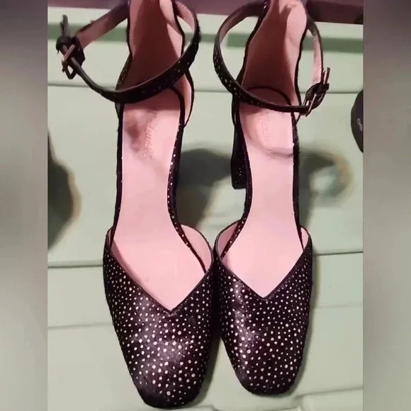 Madewell the Dove Sandal in Metallic Dot Calf Half Block High Heel Women's 10 - Picture 10 of 14